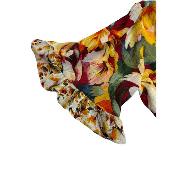 Figueroa & Flower Maxi Dress Women’s Sz L Flutter Sleeve Tiered Floral Tie Waist - Picture 4 of 11